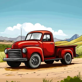 Classic Red Pickup Truck Illustration