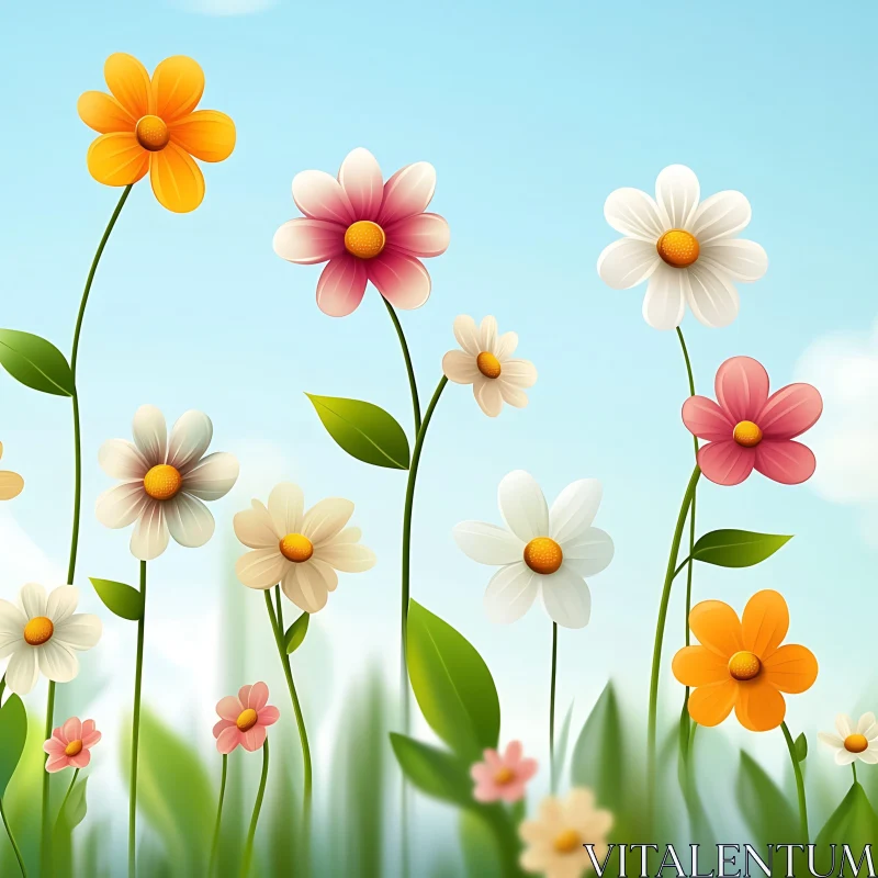 Springtime Blossoms in Garden Artwork Springtime Blossoms in Garden Artwork