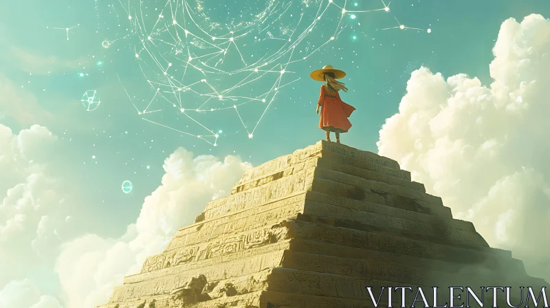 Mystical Woman on Ancient Pyramid