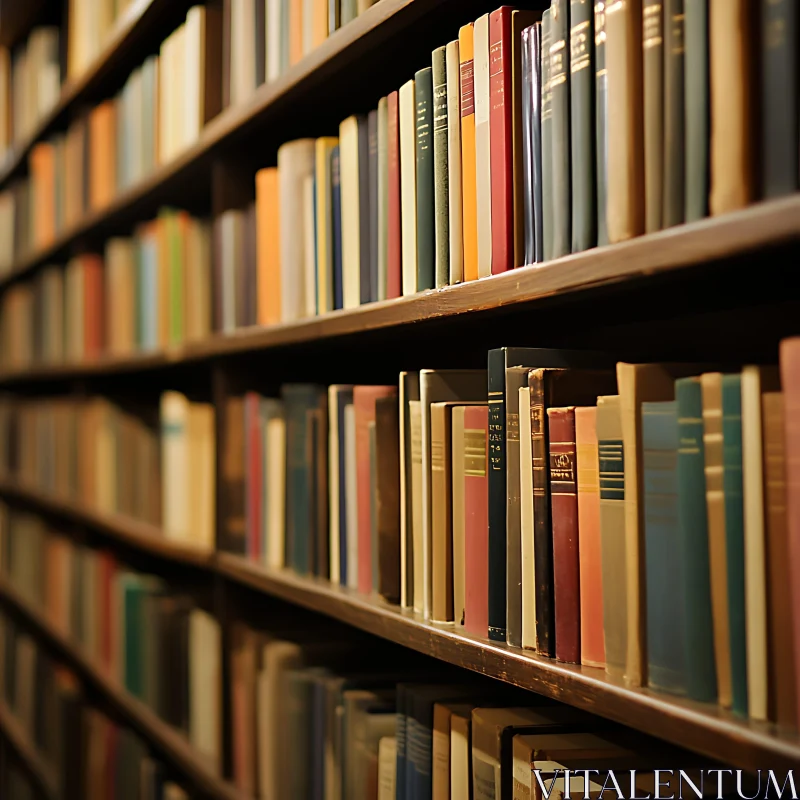 Organized Books on a Library Shelf
