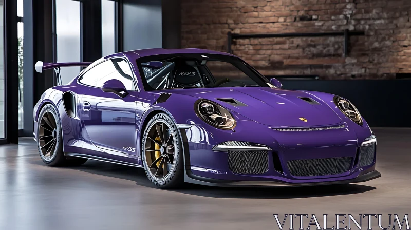 High-Performance Purple Car in Showroom AI Image