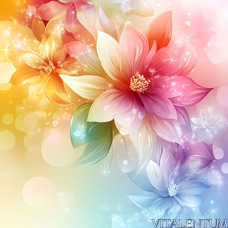 AI ART Abstract Floral Art with Pastel Background