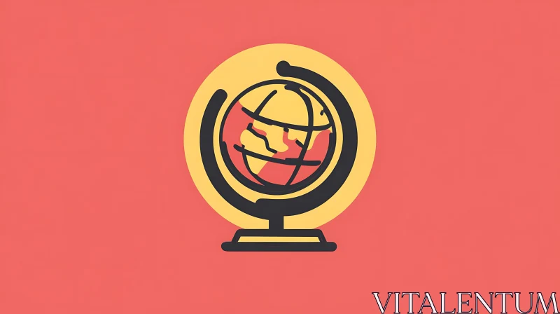 Stylized Globe Flat Design Art AI Image