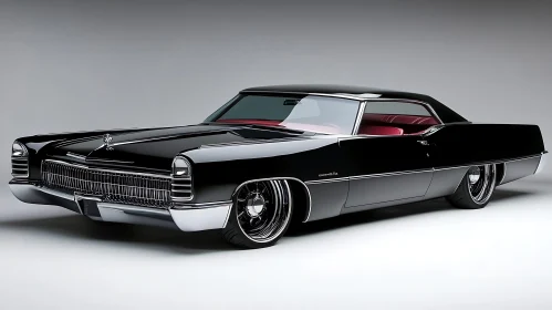 Sophisticated Black Vintage Car with Red Leather Interior