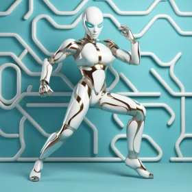 Futuristic 3D Illustration of a White Robot