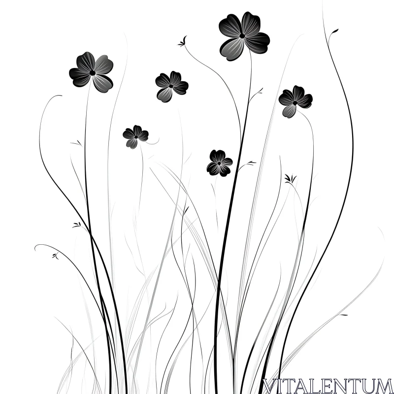 Monochrome Floral Elegance AI Image