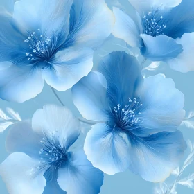 Blue Floral Art with Intricate Petal Details