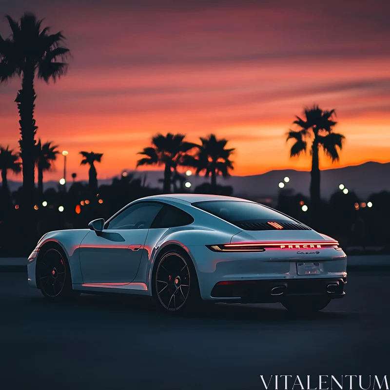 Porsche at Sunset AI Image