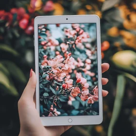 Beautiful Blossoms on Tablet Screen