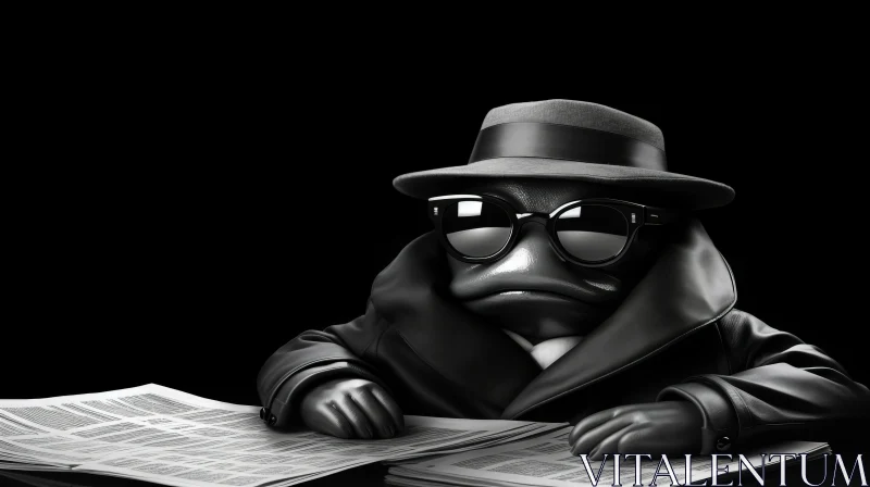 Noir-style Frog in Suit: A Study in Warmcore Aesthetics AI Image