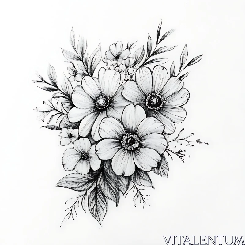 Intricate Floral Drawing AI Image