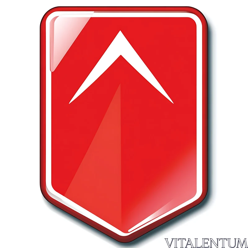 Upward Direction Sign in Red Shield Shape AI Image