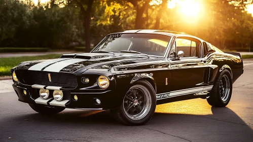 Vintage Muscle Car in Golden Hour