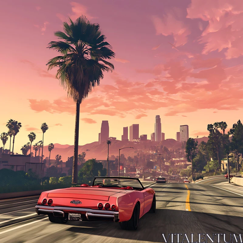 Sunset Drive Through City Streets AI Image