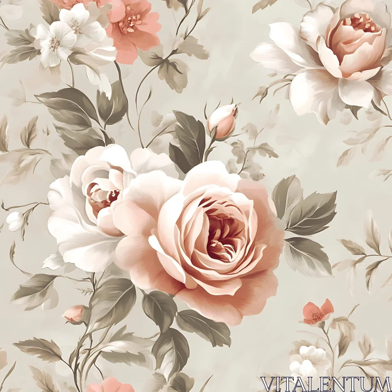 Timeless Pastel Floral Artwork AI Image