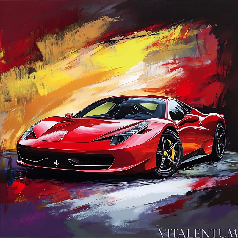 Ferrari Showcase with Abstract Background AI Image