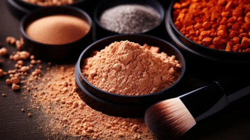 Captivating Makeup Still Life: Rustic Powders and Brushes