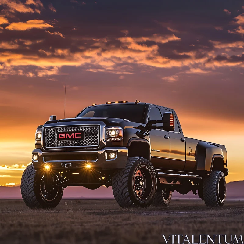 Off-Road GMC Truck During Sunset AI Image