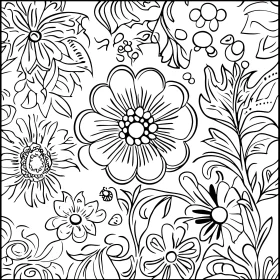 Detailed Black and White Floral Pattern