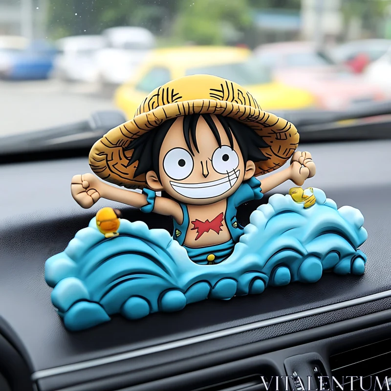 Anime Character Wave Riding Car Decor AI Image