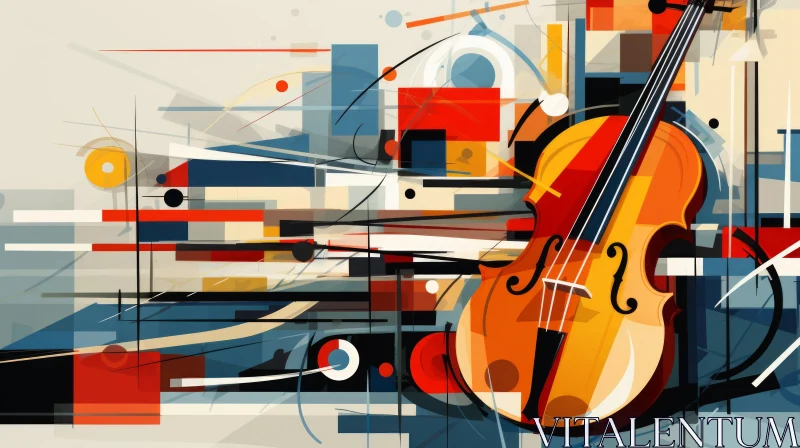 Abstract Violin Artwork With Colorful Graphic Illustrations AI Image