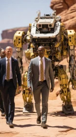 Men and Giant Robot in Desert - An Unusual Journey