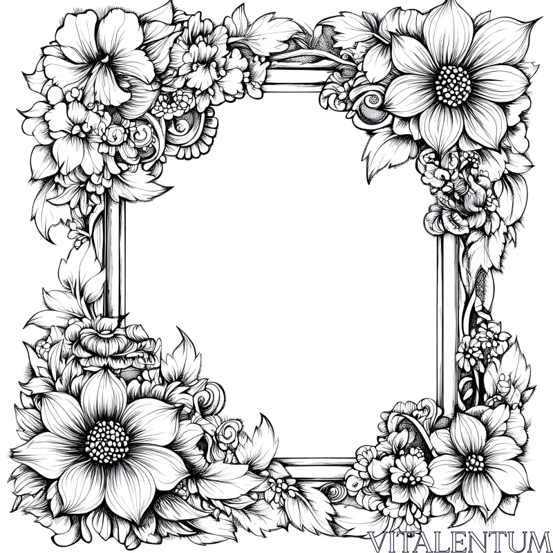 Decorative Botanical Border Design AI Image