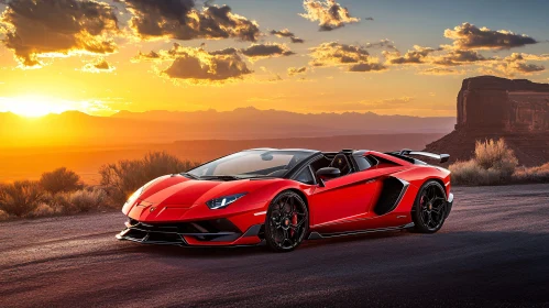 Luxury Convertible against Sunset Backdrop