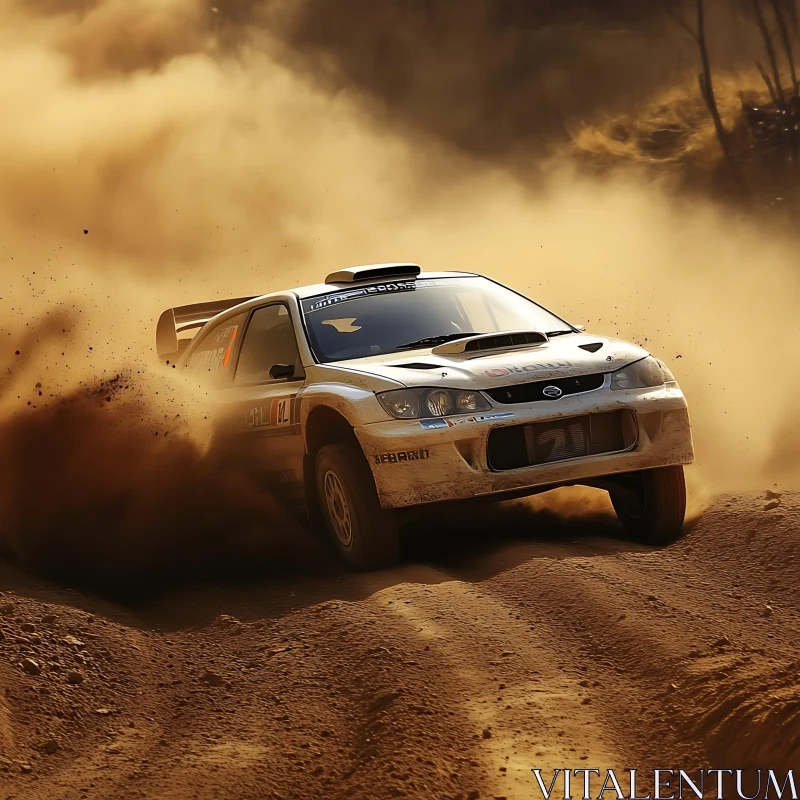 Off-Road Rally Car in Dust Storm AI Image