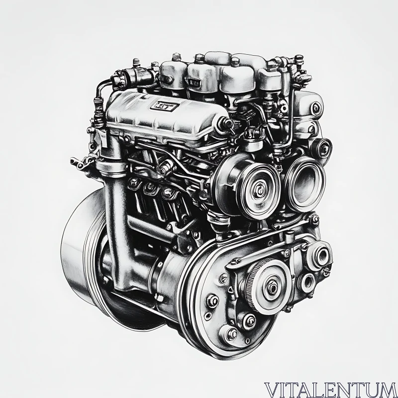 Intricate Engine Design Artwork AI Image