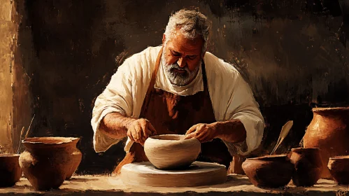 Artistic Depiction of Ceramics Making