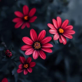 Detailed View of Red Blooming Flowers