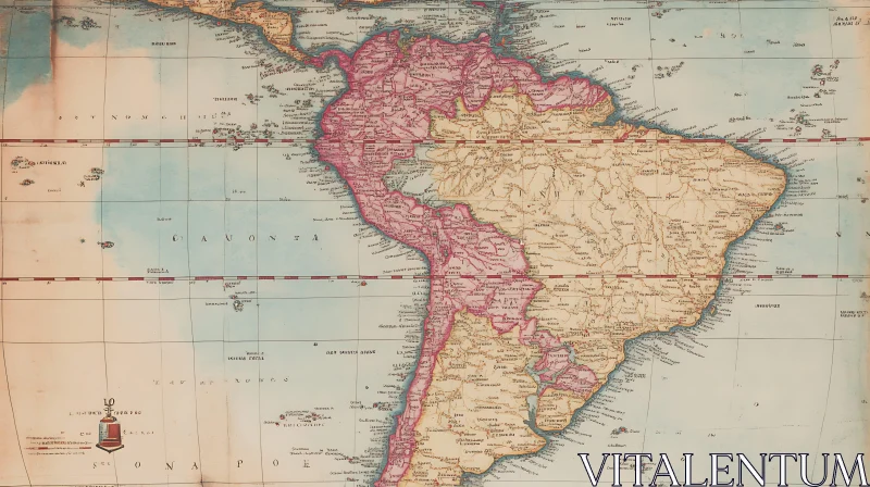 Vintage South American Map AI Image