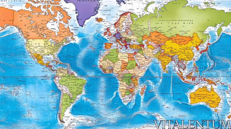 Geopolitical World Map with Country Borders AI Image