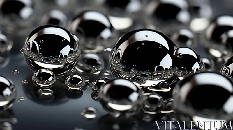 Exquisite Craftsmanship of Black Water Droplets – Abstract Art AI Image
