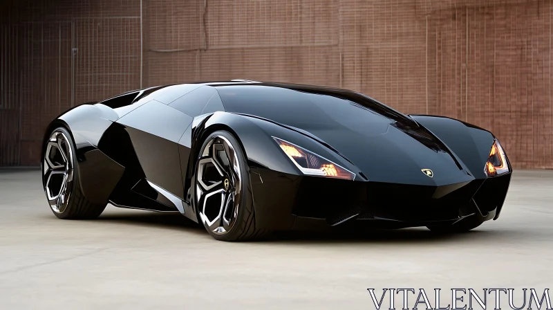 Sleek Black Futuristic Automobile AI Image