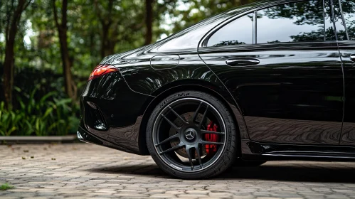 Glossy Black Car in Green Surroundings