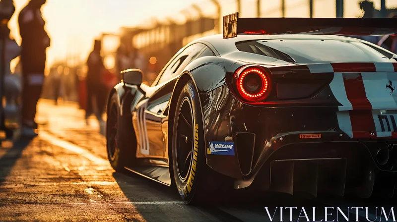 Sleek Race Car in Golden Evening Light AI Image