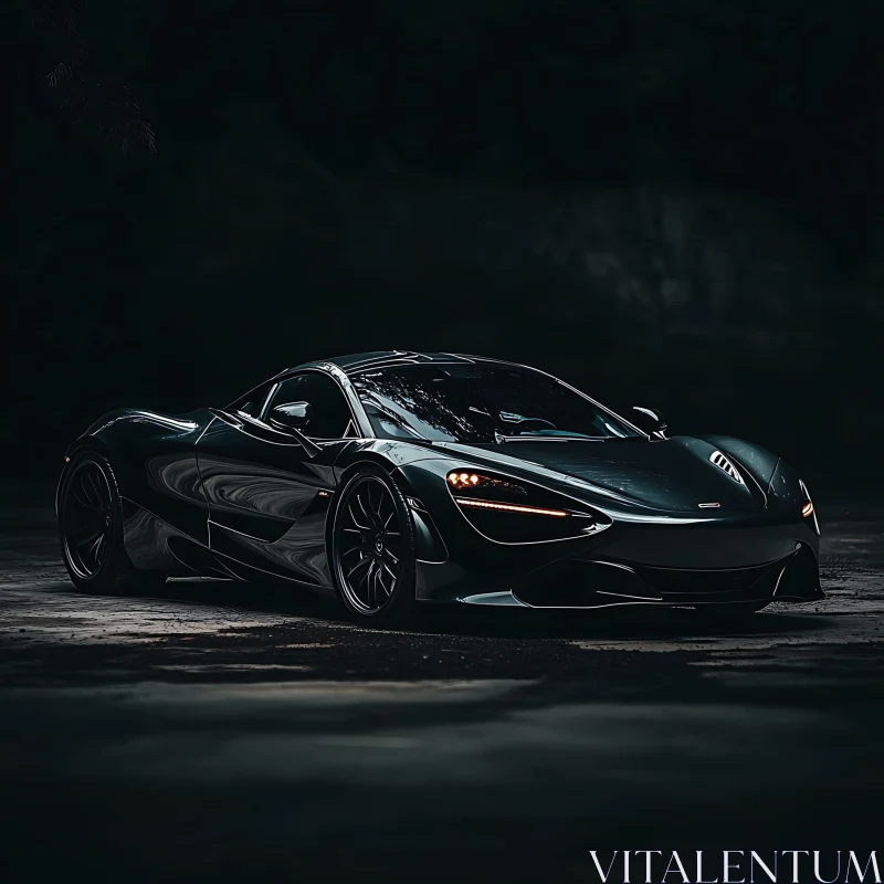 Luxurious Black Supercar AI Image