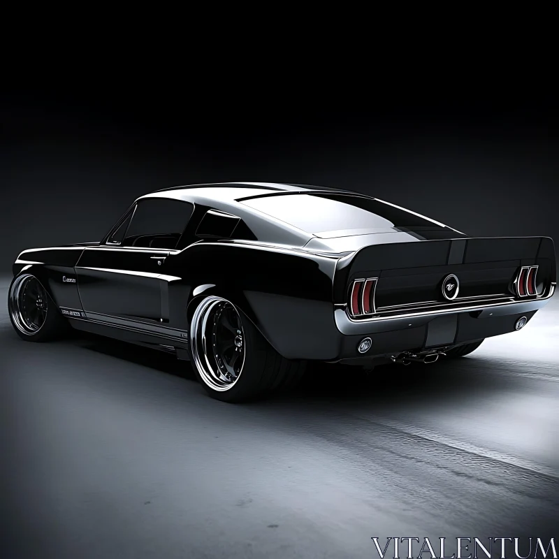 Vintage Muscle Car in Sleek Black Finish AI Image