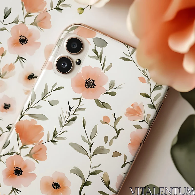 Delicate Flower Pattern Phone Case AI Image