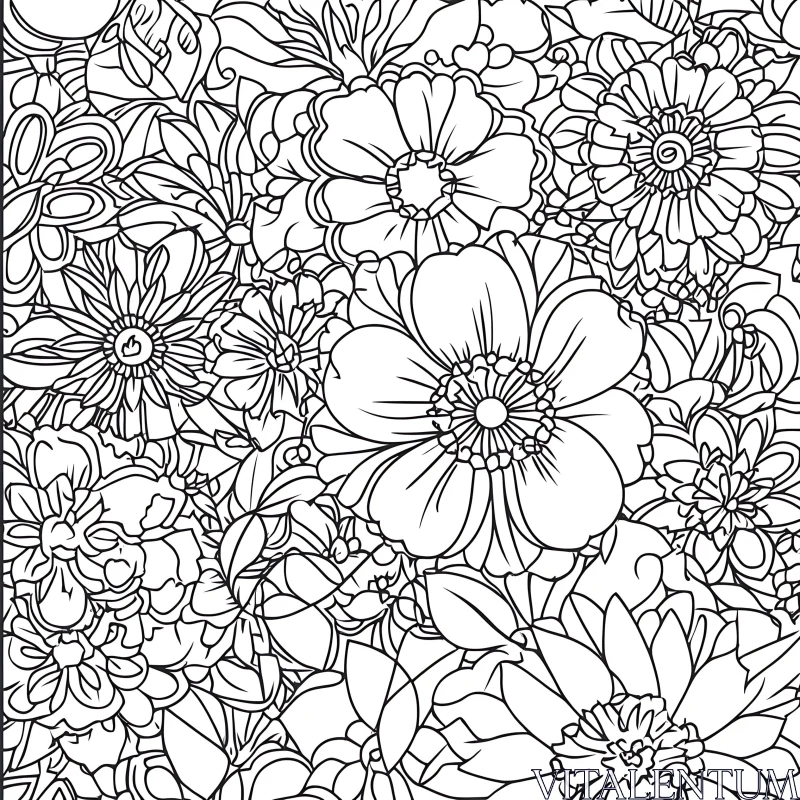 Detailed Floral Pattern Illustration AI Image