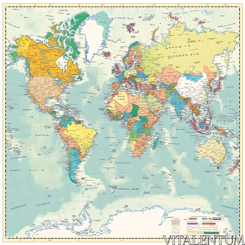 Geographical World Map with Country Borders AI Image