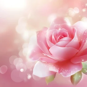 Dreamy Pink Rose with Glittering Sparkles