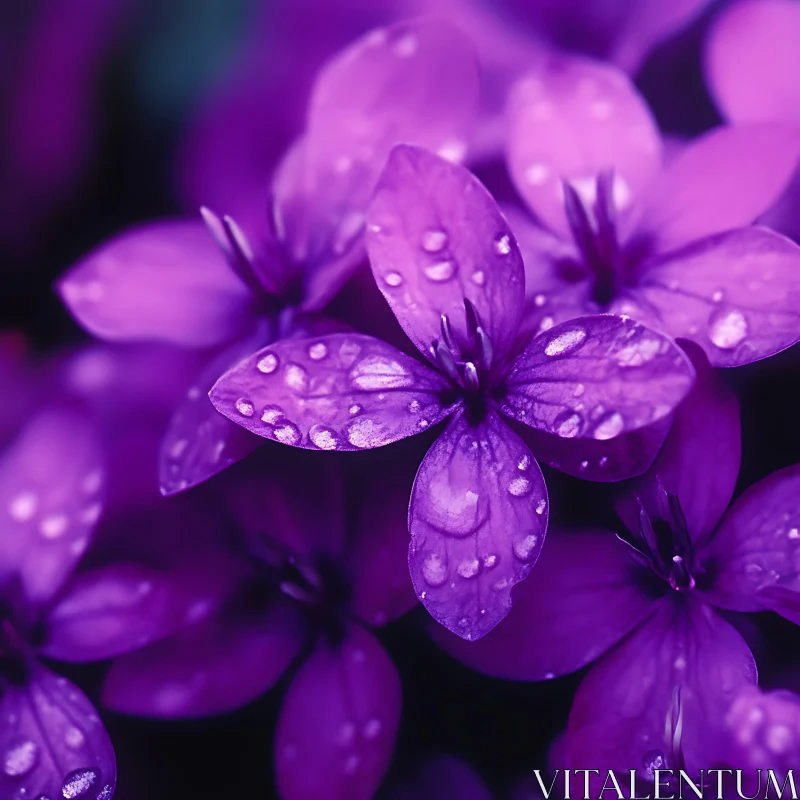 Purple Flowers Macro Photography AI Image