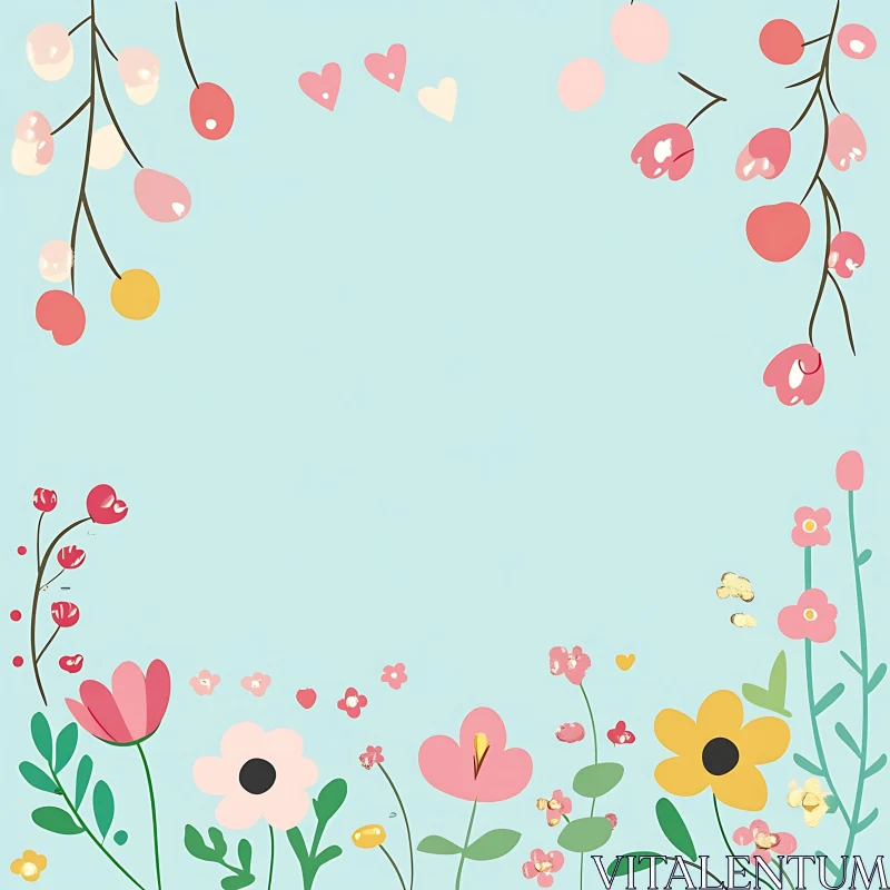 Pastel Flower Border Artwork AI Image