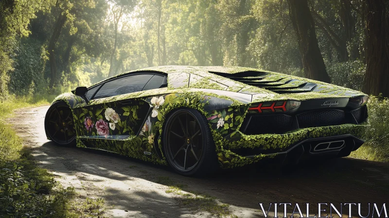 Botanical Supercar in Natural Forest Environment AI Image