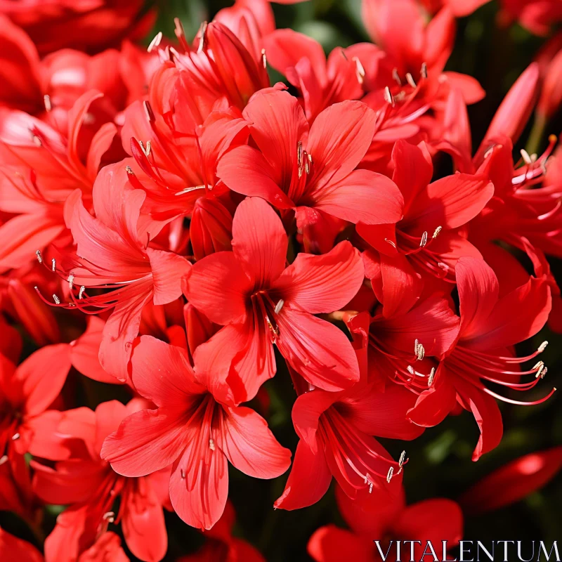 Close-Up of Vibrant Red Flowers AI Image