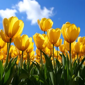 Yellow Tulip Field on a Sunny Day