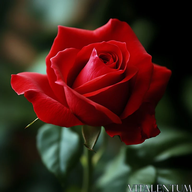 Vibrant Red Rose Blooming with Elegance AI Image